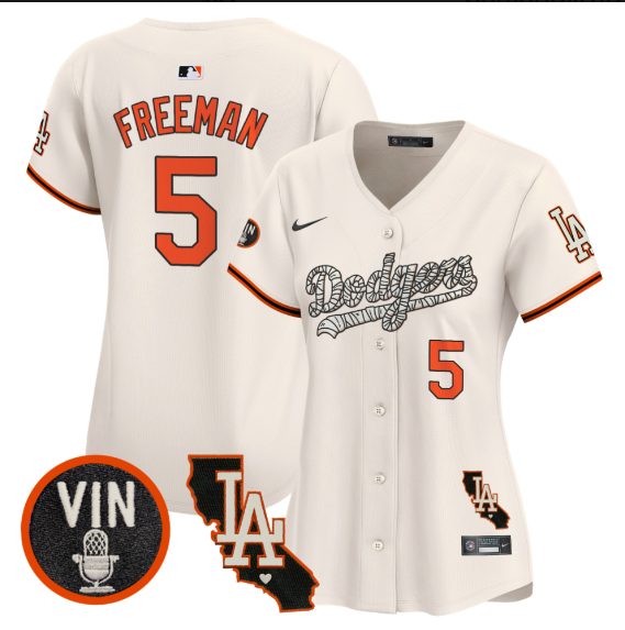 Women Los Angeles Dodgers #5 Freeman 2025 cream Limited Stitched Jersey->women mlb jersey->Women Jersey